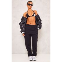 Jogging en sweat noir à taille haute et bas resserré, Noir