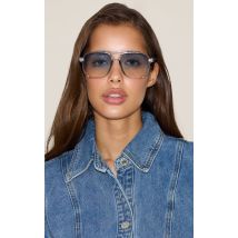 Lunettes de soleil style aviateur carrées arrondies grises, Gris