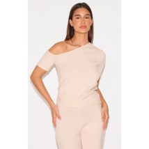 Oatmeal Soft Knit Asymmetric Top, Oatmeal