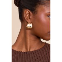 Gold Ridged Hoop Earrings, Gold