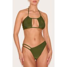Bas de maillot de bain échancré kaki, Kaki