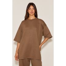 T-shirt oversize en jersey marron, Marron