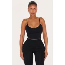 Shape Crop top en coton noir à bretelles, Noir