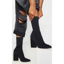 Bottes-chaussettes noires à gros talon chunky, Noir