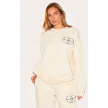 Sweat oversize deluxe crème imprimé "Circle Wellness", Crème