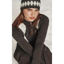 Chocolate Knitted Argyle Headband