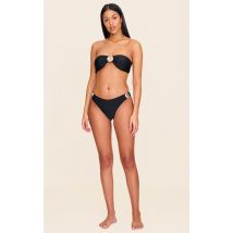 Bas de maillot de bain tanga à empiècement coquillage, Noir