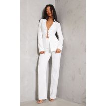 Pantalon large blanc à taille haute, Blanc