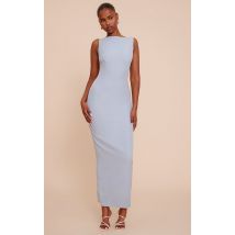 Robe longue bleu clair à dos rond, Bleu Clair