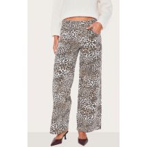 Jean large imprimé léopard à taille haute, Léopard
