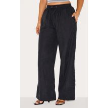 Petite Pantalon cargo en peau de pêche noir, Noir
