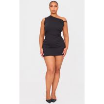 Plus Mini robe sans manches noire à contours et détail noué, Noir