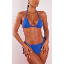 PRETTYLITTLETHING Blue Bubble Towelling Triangle Bikini Bottoms