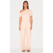 Oatmeal Soft Knit Wide Leg Trousers, Oatmeal