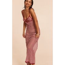 Robe de plage longue en maille crochet bordeaux contrastante, Bordeaux