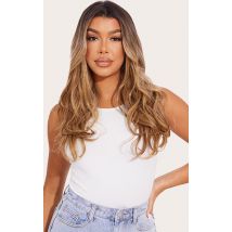 LullaBellz Super Thick 16"  5 Piece Blow Dry Wavy Clip In Hair Extensions Mellow Brown, Mellow Brown