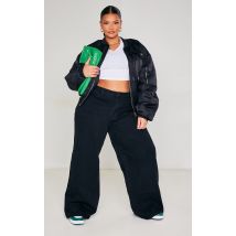 Plus Jean boyfriend noir délavé à taille haute, Noir