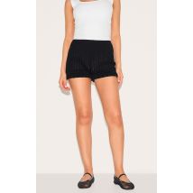 Petite Mini short en maille tricot noire à volants, Noir