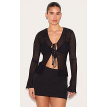 Blouse noire plissée, Noir