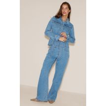 Jean flare bleu clair à taille mi-haute, Bleu Clair