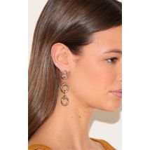 Boucles d'oreilles tombantes dorées contrastées en anneaux, Doré