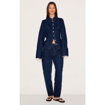 Jean mom indigo à taille haute, Indigo