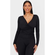 Shape Top cache-coeur en Sculpt noir à manches longues, Noir