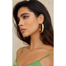 Gold Thick Chunky Statement Hoop Earrings, Gold