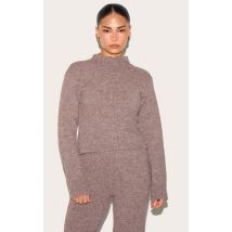 Petite Pull en maille tricot chocolat à manches longues, Chocolat