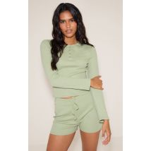 Short de pyjama côtelé sauge, Sauge