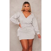 Shape Light Grey Washed Oversized Hoodie Sweat Dress, Light Grey