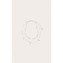 Chaîne de cheville argentée à strass et étoiles, Argenté