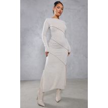 Robe mi-longue avoine à détail liserés, Avoine