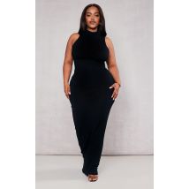 Plus Robe longue noire à col montant, Noir