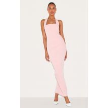 Femme Robe longue tissée rose cendré à dos nu et boutons | Taille 38