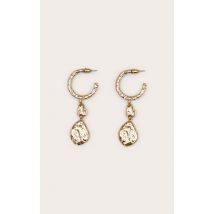 Boucles d'oreilles créoles pendantes abstraites Texture Or, Doré