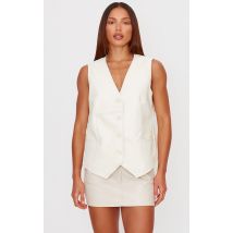 Veston oversize en PU crème, Crème