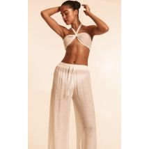 Ensemble de plage blanc à top bandeau et pantalon, Blanc