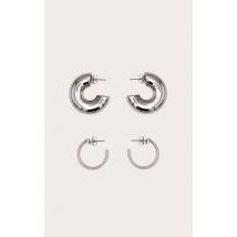 Lot de boucles d'oreilles épaisses argentées, Argenté
