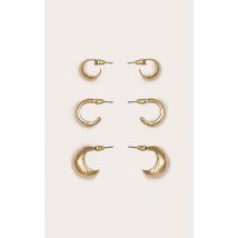 Lot de boucles d'oreilles classiques dorées, Doré