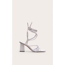 Sandales carrées en PU blanc à petit talon carré et brides, Blanc