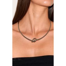 Collier structuré lisse argenté à détail noué, Argenté