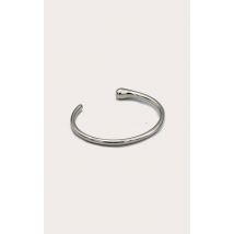 Bracelet jonc simple argenté lisse incurvé, Argenté