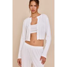 Cardigan de pyjama blanc en maille pointelle, Blanc