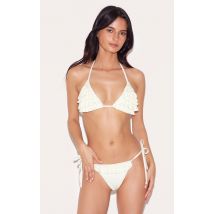 Haut de maillot de bain triangle crème volanté, Crème