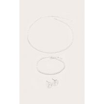 Coffret cadeau de bijoux style tennis en argent véritable, Argenté
