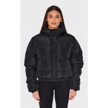 Veste matelassée noire à capuche, Noir