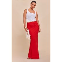Jupe longue en Tencel rouge tomate, Rouge Tomate