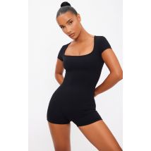 Femme Combishort moulant en Sculpt noir à col carré et contours | Taille 32