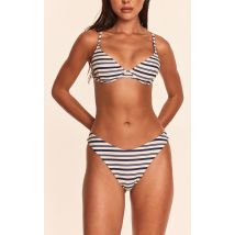 Bas de bikini tanga à rayures marine, Bleu Marine